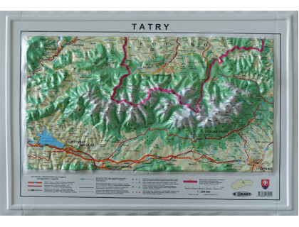 Mapa Tatry - reliéfna mapa