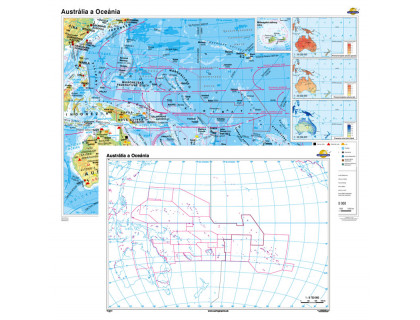 Austrália a Oceánia všeobecnogeografická mapa + slepá mapa DUO 140x100cm 