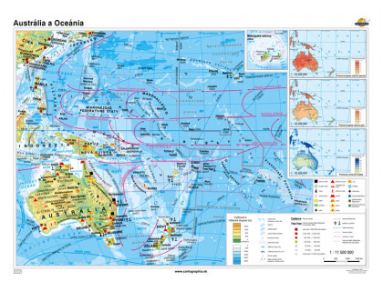 Austrália a Oceánia 160x120cm všeobecnogeografická mapa