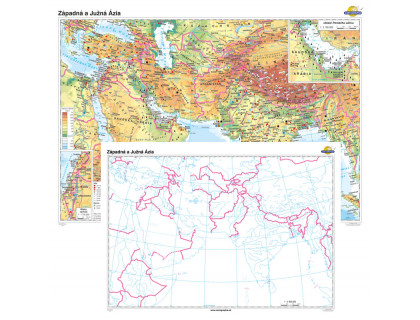 Západná a Južná Ázia všeobecnogeografická mapa + slepá mapa DUO 140x100cm