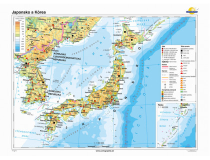 Japonsko a Kórea všeobecnogeografická  mapa 140x100cm