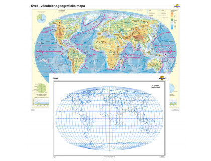 Svet-všeobecnogeografická mapa + slepá mapa DUO 140x100cm