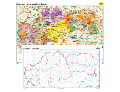 Slovensko - územnosprávne členenie + slepá mapa DUO 160x120cm