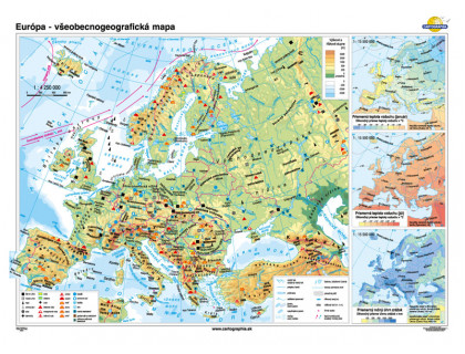Európa - všeobecnogeografická mapa 160x120cm