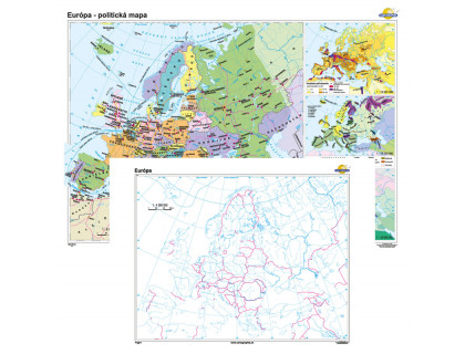 Európa - politická mapa + slepá mapa DUO 140x100cm