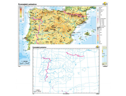 Pyrenejský polostrov + slepá mapa DUO 140x100cm