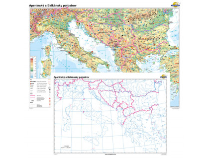 Apeninský a Balkánsky polostrov + slepá mapa DUO 160x120cm
