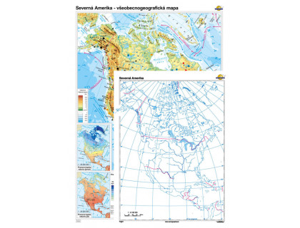 Severná Amerika - všeobecnogeografická mapa +slepá mapa DUO 100x140cm