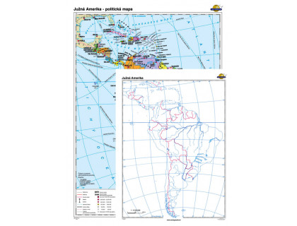 Južná Amerika - politická mapa + slepá mapa DUO 120x160cm
