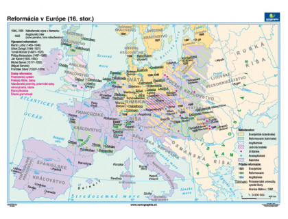 Mapa Reformácia v Európe (16.stor.) 140x100cm