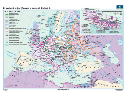 Mapa II.svetová vojna v Európe a severnej Afrike (19.11.1942-8.5.1945)160x120cm
