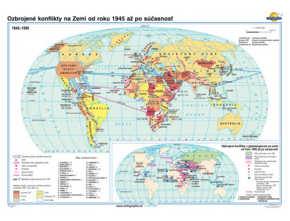 Mapa Ozbrojené konflikty na Zemi od roku 1945 až po súčasnosť 160x120cm