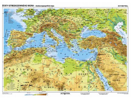 Štáty Stredozemného mora - všeobecnogeografická mapa 160x120cm