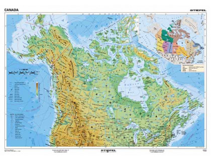 Kanada - všeobecnogeografická mapa 160x120cm