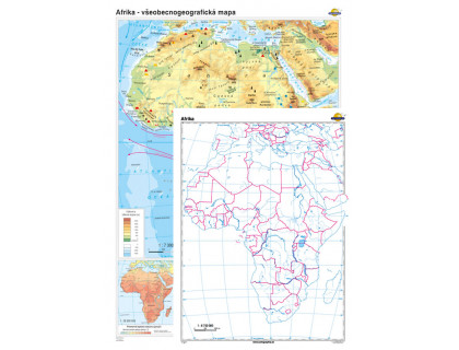Afrika - všeobecnogeografická mapa + slepá mapa DUO 100x140cm
