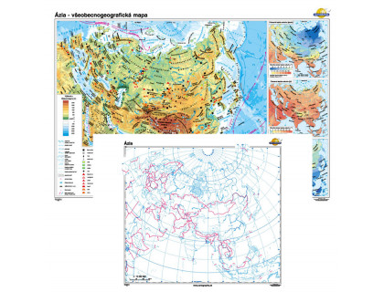 Ázia - všeobecnogeografická mapa +slepá mapa DUO 140x100cm
