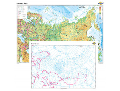 Severná Ázia všeobecnogeografická mapa + slepá mapa DUO 160x120cm