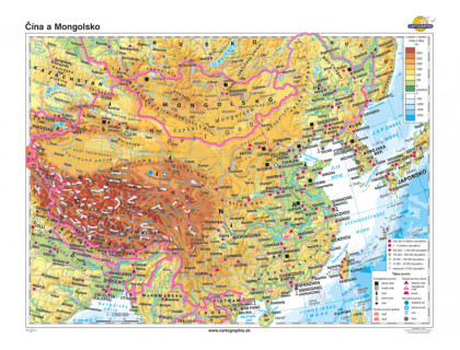 Čína a Mongolsko všeobecnogeografická mapa 140x100cm