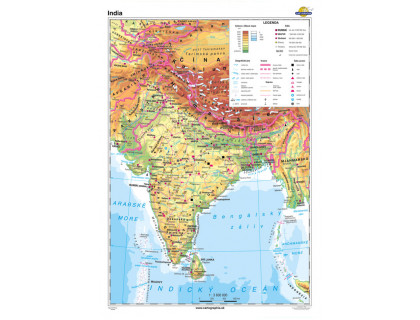 India - všeobecnogeografická mapa 120x160cm