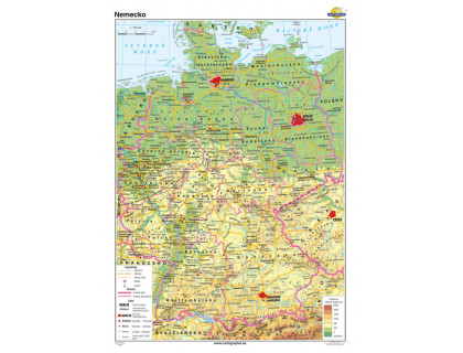 Nemecko všeobecnogeografická mapa 160x120cm 