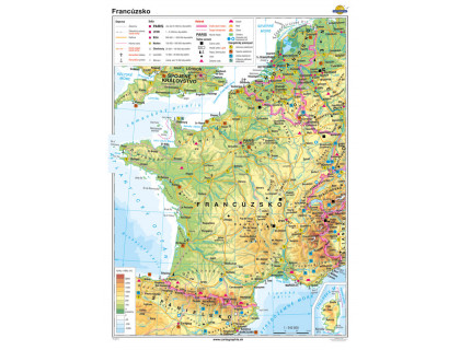 Francúzsko všeobecnogeografická mapa 140x100cm 