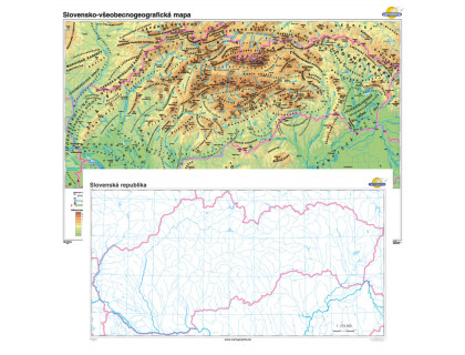 Slovensko - všeobecnogeografická mapa + slepá mapa DUO 160x120cm 