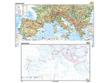 Južná Európa + slepá mapa DUO 200x120cm