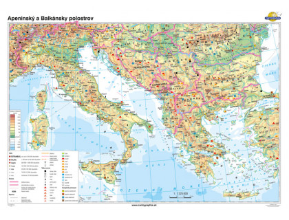 Apeninský a Balkánsky polostrov mapa 160x120cm