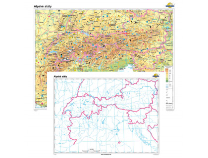 Alpské štáty + slepá mapa DUO 140x100cm