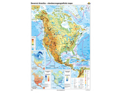 Severná Amerika - všeobecnogeografická mapa 120x160cm