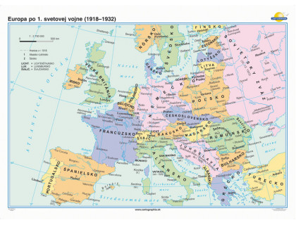 Mapa Európa po I.svetovej vojne (1918-1932)140x100cm