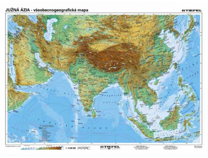 Južná Ázia - všeobecnogeografická mapa 160x120cm