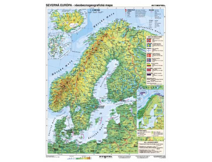 Severná Európa všeobecnogeografická - hospodárska 120x160cm