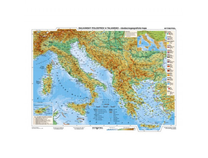 Balkán, Taliansko, Grécko - všeobecnogeografická / hospodárska 160x120cm