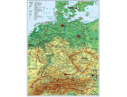 Nemecky hovoriace krajiny - všeobecnogeografická mapa 120x160cm