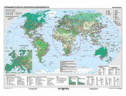 Svet hospodárska mapa priemysel 160x120cm