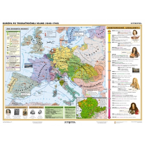 Mapa Eur&oacute;pa po tridsaťročnej vojne, osvietensk&yacute; absolutizmus