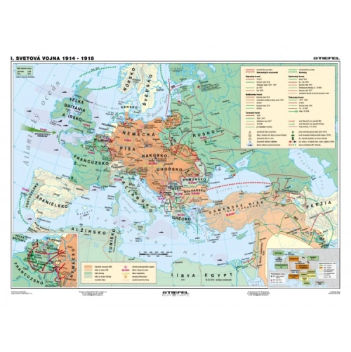 Mapa Prv&aacute; svetov&aacute; vojna, vznik ČSR