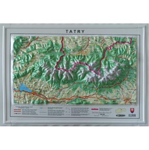 Mapa Tatry - reli&eacute;fna mapa