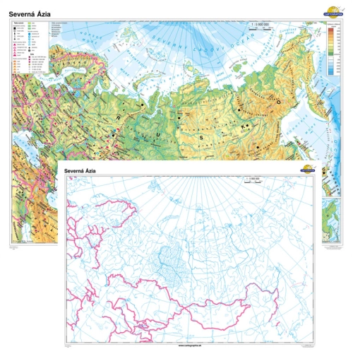 Severn&aacute; &Aacute;zia v&scaron;eobecnogeografick&aacute; mapa + slep&aacute; mapa DUO 160x120cm