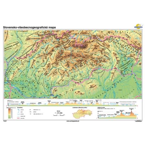Slovensko - v&scaron;eobecnogeografick&aacute; mapa 160x120cm 