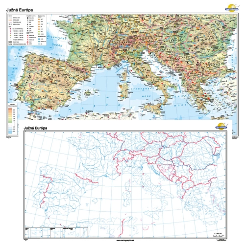 Južn&aacute; Eur&oacute;pa + slep&aacute; mapa DUO 200x120cm