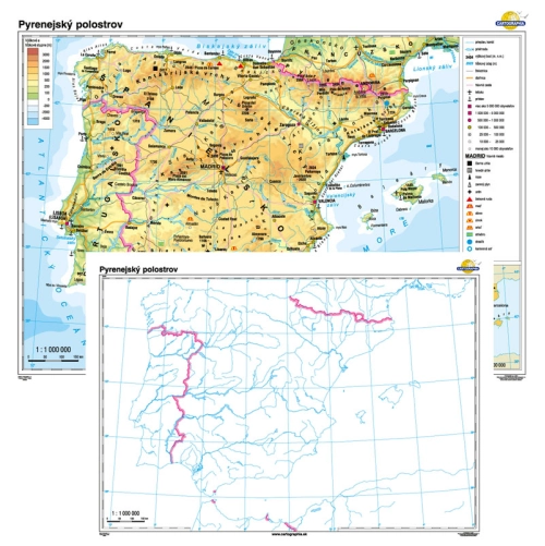 Pyrenejsk&yacute; polostrov + slep&aacute; mapa DUO 160x120cm