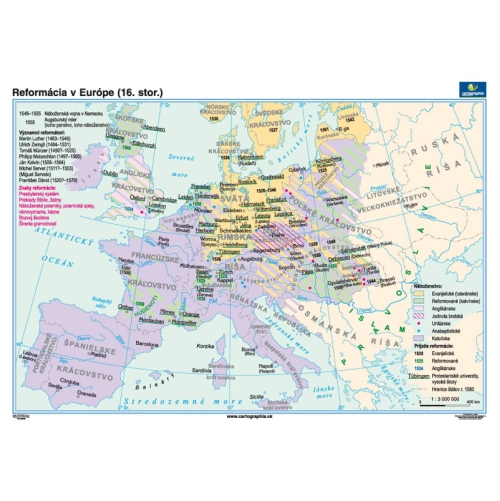 Mapa Reform&aacute;cia v Eur&oacute;pe (16.stor.) 160x120cm