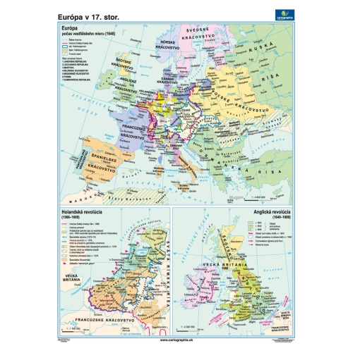 Mapa Eur&oacute;pa v 17.stor.120x160cm