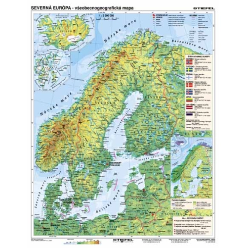 Severn&aacute; Eur&oacute;pa v&scaron;eobecnogeografick&aacute; - hospod&aacute;rska 120x160cm