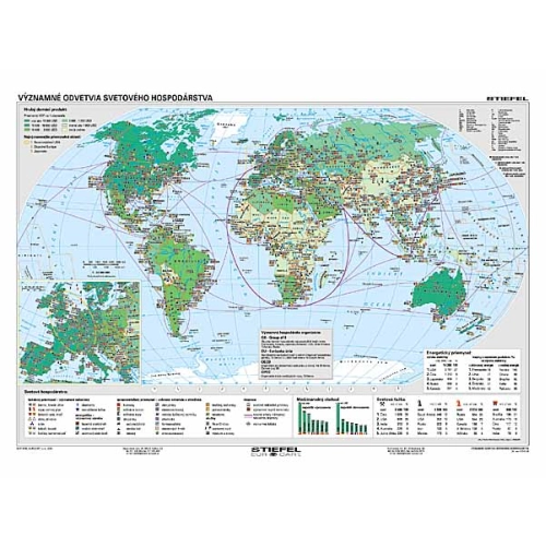 Svet hospod&aacute;rska mapa priemysel 160x120cm